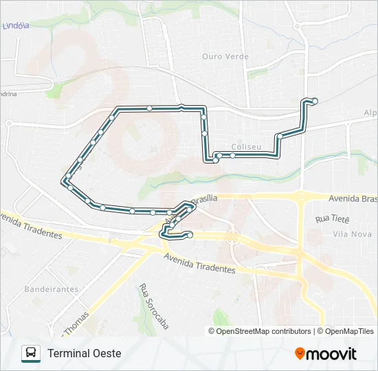 931 TERMINAL OESTE / TERMINAL OURO VERDE Bus Line Map