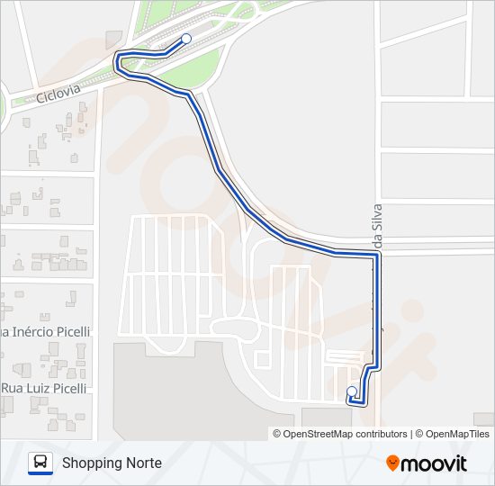 Mapa da linha 446 SHOPPING  NORTE / TERMINAL MILTON GAVETTI de ônibus