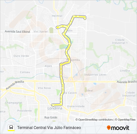 Mapa da linha 93 CORUJÃO AQUILES STENGHEL / CINCO CONJUNTOS de ônibus