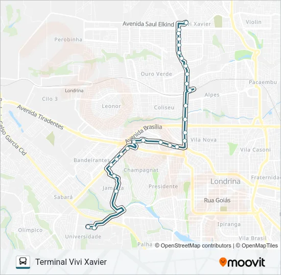 932 TERMINAL VIVI XAVIER / TERMINAL OESTE / UEL Bus Line Map