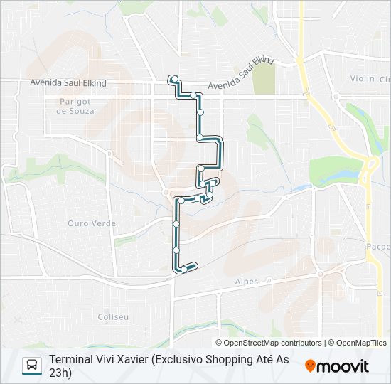 Mapa da linha 420 TERMINAL VIVI XAVIER / SHOPPING CATUAÍ NORTE de ônibus