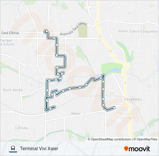 Mapa da linha 420 TERMINAL VIVI XAVIER / SHOPPING CATUAÍ NORTE de ônibus