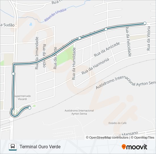 Mapa da linha 420 TERMINAL VIVI XAVIER / SHOPPING CATUAÍ NORTE de ônibus