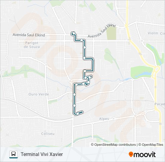 Mapa da linha 420 TERMINAL VIVI XAVIER / SHOPPING CATUAÍ NORTE de ônibus