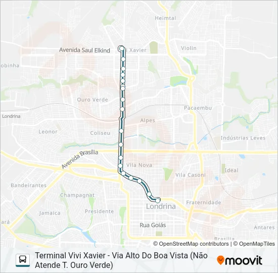 501 TERMINAL VIVI XAVIER / TERMINAL CENTRAL - PARADOR Bus Line Map