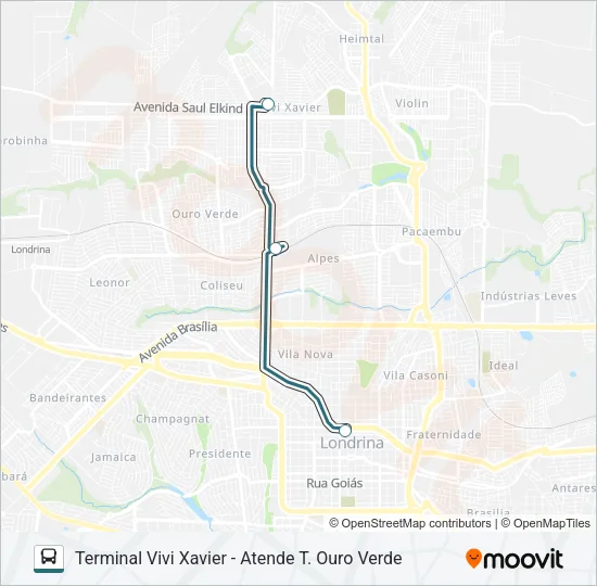 505 TERMINAL VIVI XAVIER / TERMINAL CENTRAL - EXPRESSO Bus Line Map