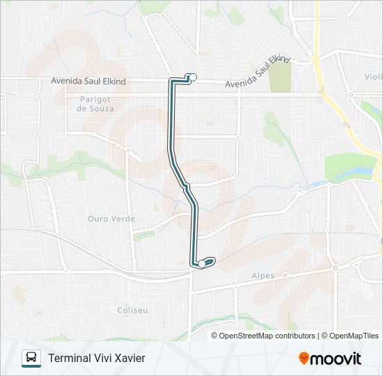 Mapa da linha 505 TERMINAL VIVI XAVIER / TERMINAL CENTRAL - EXPRESSO de ônibus