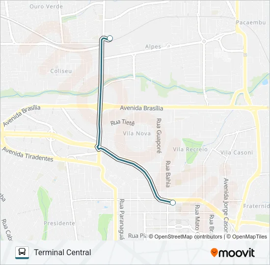 505 TERMINAL VIVI XAVIER / TERMINAL CENTRAL - EXPRESSO Bus Line Map