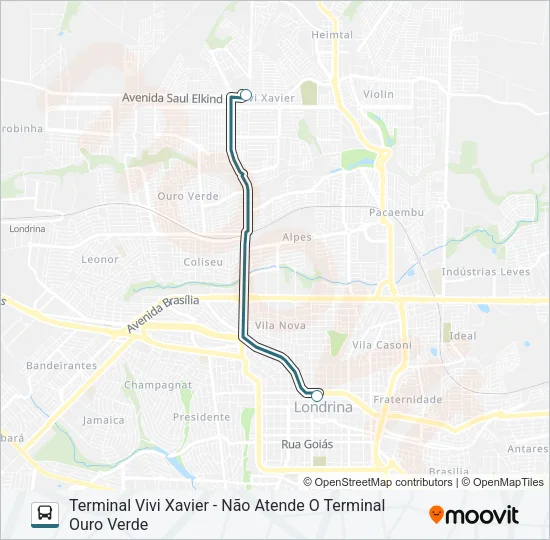 505 TERMINAL VIVI XAVIER / TERMINAL CENTRAL - EXPRESSO Bus Line Map