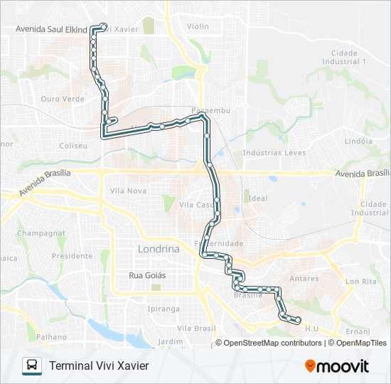 Mapa de 900 TERMINAL VIVI XAVIER / HU (HOSPITAL UNIVERSITÁRIO) de autobús