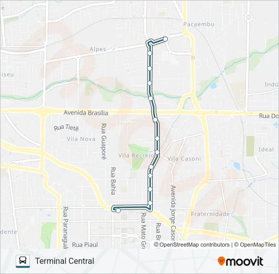 504 TERMINAL MILTON GAVETTI / TERMINAL CENTRAL  - PARADOR Bus Line Map