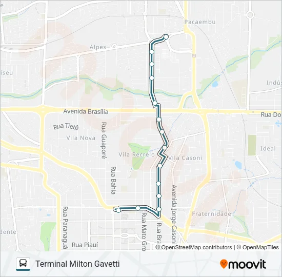 504 TERMINAL MILTON GAVETTI / TERMINAL CENTRAL  - PARADOR Bus Line Map