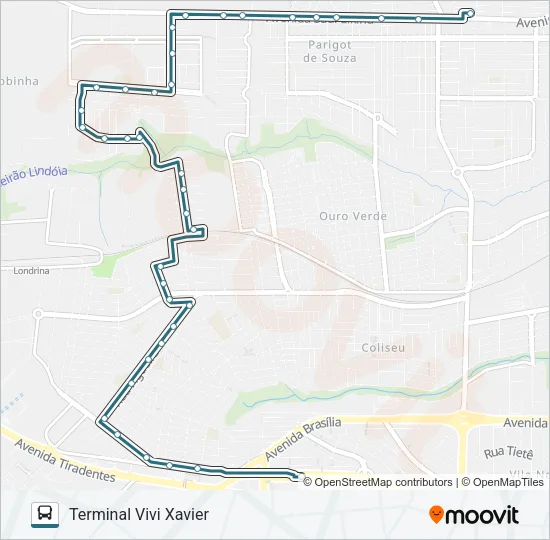 904 TERMINAL VIVI XAVIER / UEL / SHOPPING CATUAÍ / TERMINAL ACAPULCO Bus Line Map