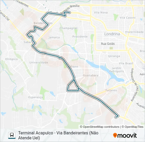 904 TERMINAL VIVI XAVIER / UEL / SHOPPING CATUAÍ / TERMINAL ACAPULCO Bus Line Map
