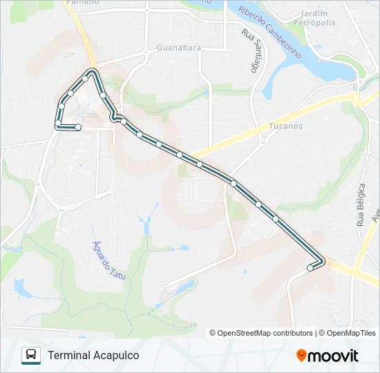 904 TERMINAL VIVI XAVIER / UEL / SHOPPING CATUAÍ / TERMINAL ACAPULCO Bus Line Map