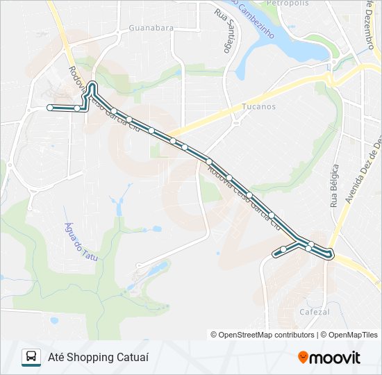 Mapa da linha 904 TERMINAL VIVI XAVIER / UEL / SHOPPING CATUAÍ / TERMINAL ACAPULCO de ônibus