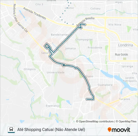 904 TERMINAL VIVI XAVIER / UEL / SHOPPING CATUAÍ / TERMINAL ACAPULCO Bus Line Map