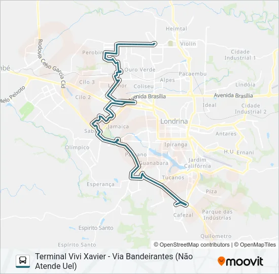 904 TERMINAL VIVI XAVIER / UEL / SHOPPING CATUAÍ / TERMINAL ACAPULCO Bus Line Map
