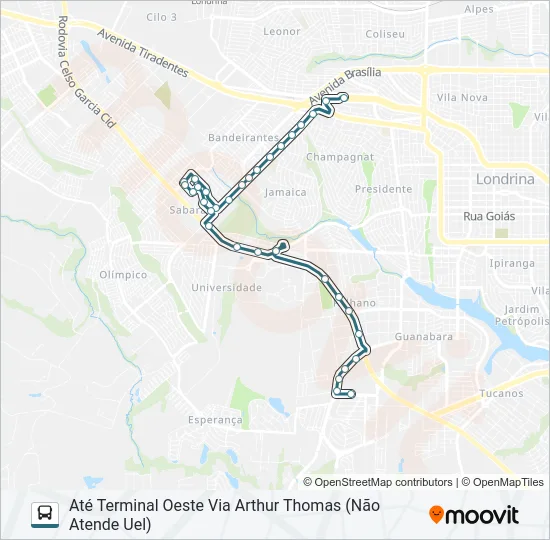 904 TERMINAL VIVI XAVIER / UEL / SHOPPING CATUAÍ / TERMINAL ACAPULCO Bus Line Map
