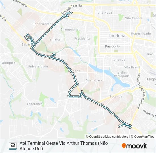 904 TERMINAL VIVI XAVIER / UEL / SHOPPING CATUAÍ / TERMINAL ACAPULCO Bus Line Map