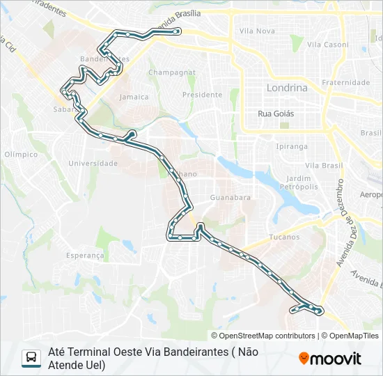 904 TERMINAL VIVI XAVIER / UEL / SHOPPING CATUAÍ / TERMINAL ACAPULCO Bus Line Map