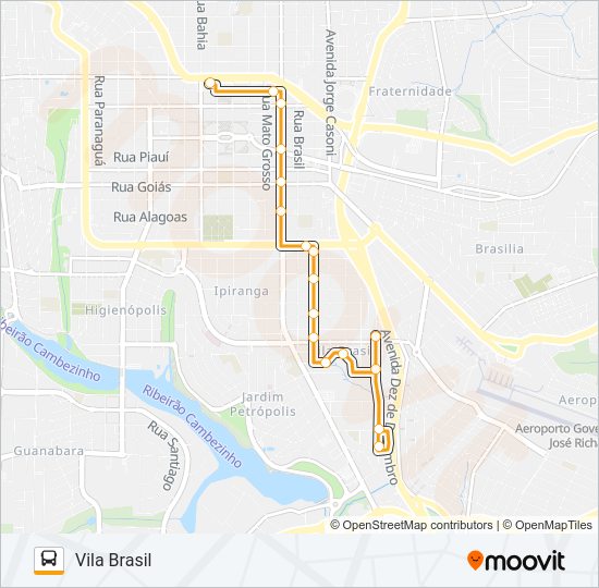 Mapa da linha 200 VILA BRASIL de ônibus