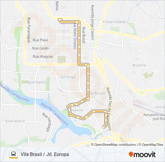 Mapa da linha 200 VILA BRASIL de ônibus