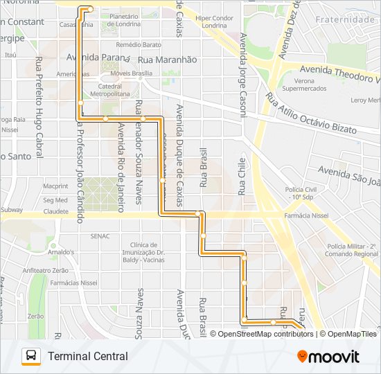 Mapa da linha 200 VILA BRASIL de ônibus