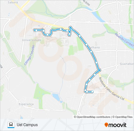 Mapa da linha 913 ROBERT KOCH / GLEBA PALHANO de ônibus