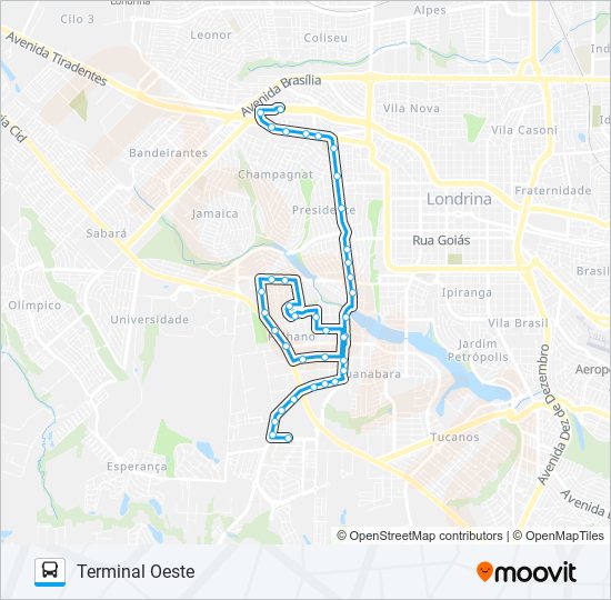 Mapa da linha 804 TERMINAL OESTE / SHOPPING CATUAÍ de ônibus