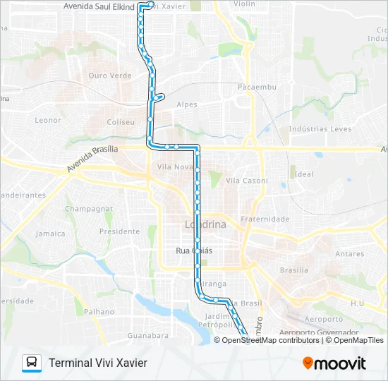 802 TERMINAL VIVI XAVIER / AVENIDA BANDEIRANTES Bus Line Map