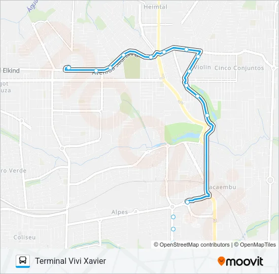 801 TERMINAL VIVI XAVIER / CENTRO CÍVICO / TERMINAL ACAPULCO Bus Line Map