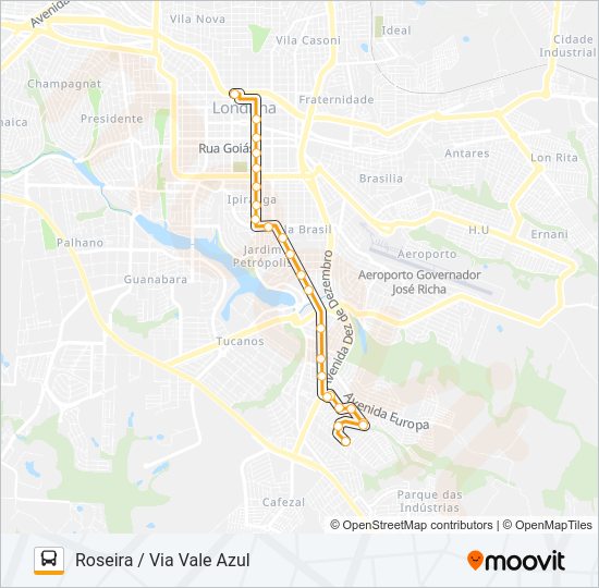 Mapa da linha 202 ROSEIRA de ônibus