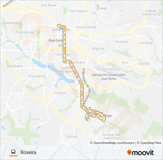 Mapa da linha 202 ROSEIRA de ônibus