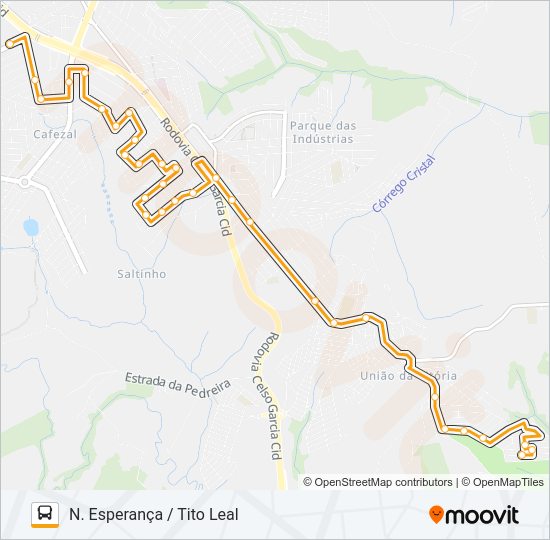 Mapa da linha 204 TITO LEAL de ônibus