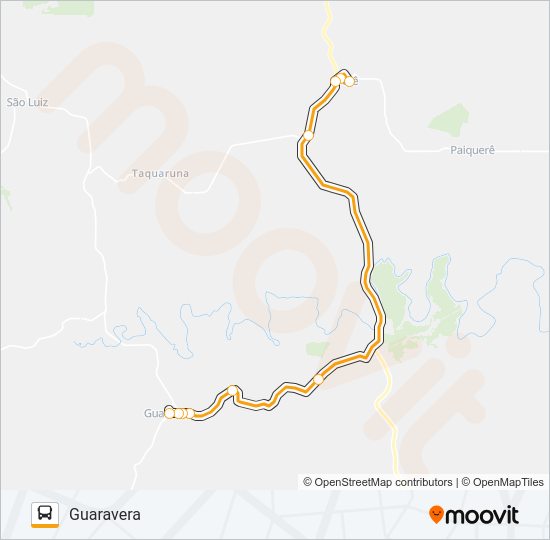 Mapa da linha 290 GUARAVERA de ônibus
