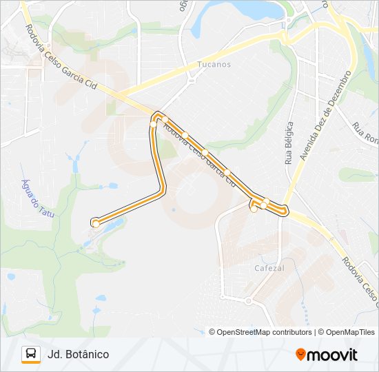 Mapa da linha 227 JD. BOTÂNICO de ônibus