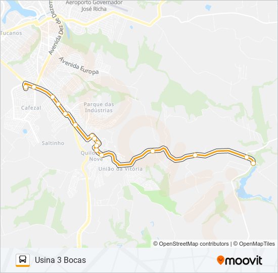 Mapa da linha 260 USINA 3 BOCAS de ônibus