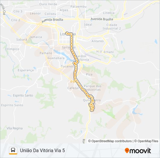 Mapa da linha 210 UNIÃO DA VITORIA de ônibus