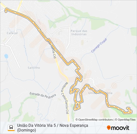 Mapa da linha 210 UNIÃO DA VITORIA de ônibus