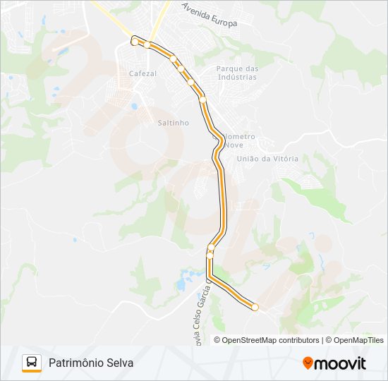 Mapa da linha 270 PATRIMÔNIO SELVA de ônibus