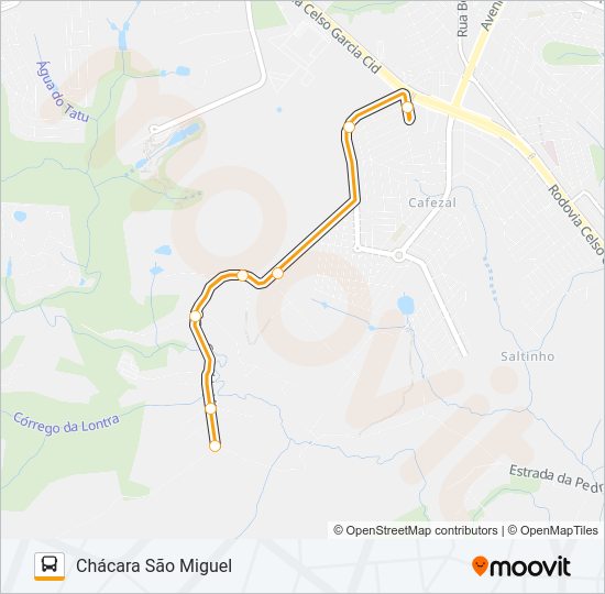Mapa da linha 216 CHÁCARA SÃO MIGUEL de ônibus