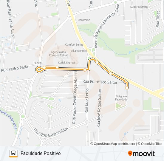 Mapa da linha 225 POSITIVO / SHOPPING CATUAÍ de ônibus