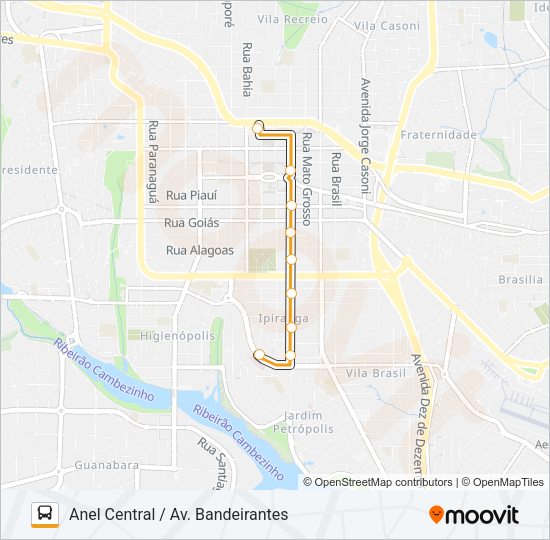 Mapa da linha 228 ANEL CENTRAL / BANDEIRANTES de ônibus