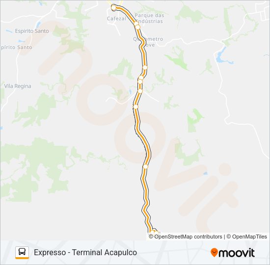 Mapa da linha 602 TERMINAL IRERÊ / TERMINAL ACAPULCO de ônibus