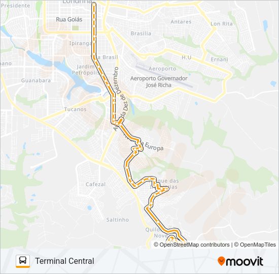 Mapa da linha 95 CORUJÃO VITÓRIA / OURO BRANCO / ROSEIRA de ônibus