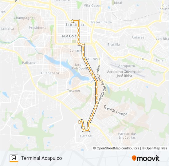 Mapa da linha 95 CORUJÃO VITÓRIA / OURO BRANCO / ROSEIRA de ônibus