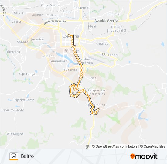 Mapa da linha 95 CORUJÃO VITÓRIA / OURO BRANCO / ROSEIRA de ônibus