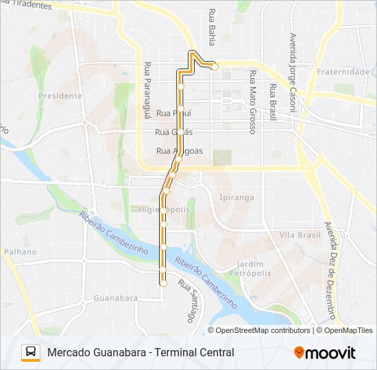 Mapa da linha 95 CORUJÃO VITÓRIA / OURO BRANCO / ROSEIRA de ônibus