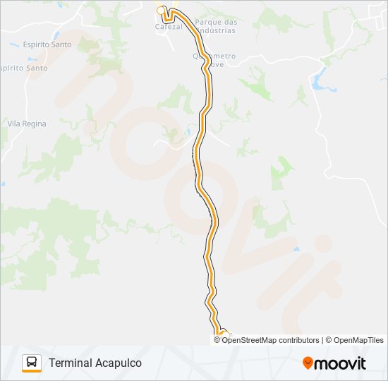 Mapa da linha 600 TERMINAL ACAPULCO / TERMINAL CENTRAL - RÁPIDO de ônibus